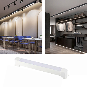 Luminária (branca) Luz Difusa Linear 20w De 33cm Para Trilho