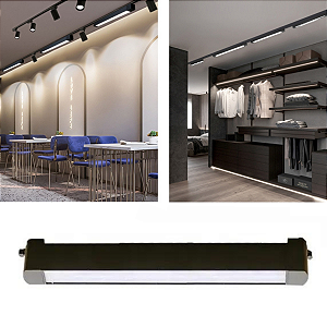 Luminária (preta) Luz Difusa Linear 30w De 46cm Para Trilho