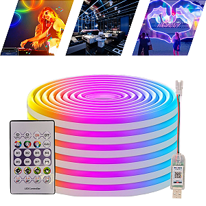 Led Neon Rgb Digital 5m 5v Usb Bluetooth Com Ritmo De Música