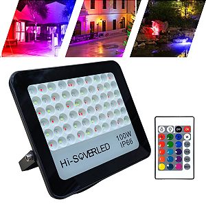 Refletor Led Smd Luz Rgb 100w Suporte Ajustável Com Controle