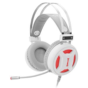 Headset Gamer USB Redragon Minos Lunar White USB Som Surround 7.1 Virtual