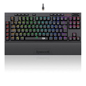 Teclado Mecânico Gamer Redragon Vishnu Preto RGB Switches Vermelhos K596