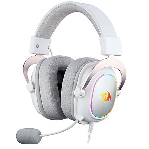 HEADSET GAMER ZEUS X BRANCO COM ROSE RGB