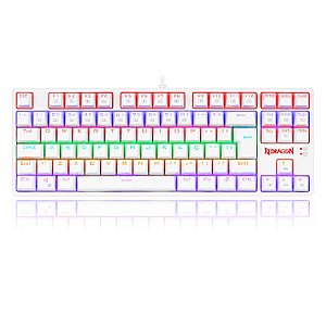 Teclado Mecânico Gamer Redragon Daksa Lunar White Iluminação Rainbow Switch K576W-R