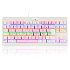 TECLADO MECANICO GAMER DARK AVENGER RAINBOW ROSA COM BRANCO SWITCH ABNT2