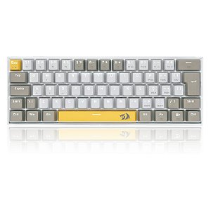 TECLADO GAMER REDRAGON LAKSHMI AMARELO+BRANCO+ CINZA COM SWITCH MARROM