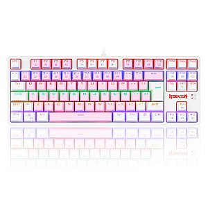 TECLADO GAMER REDRAGON DAKSA ROSA E BRANCO