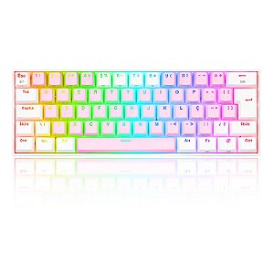 TECLADO MECANICO GAMER DRACONIC PRO RGB ROSA E BRANCO