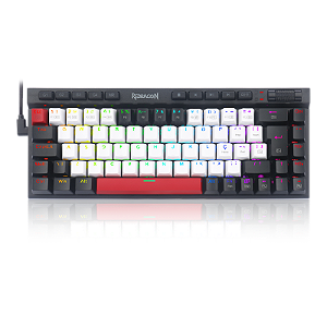 TECLADO MECANICO GAMER MAGIC-WAND RGB BRANCO, PRETO E VERMELHO SWITCH BROWN