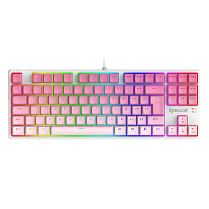 TECLADO GAMER REDRAGON DAKSA BRANCO E ROSA RGB