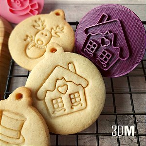 Carimbo de biscoito e pasta americana Natal kit 3 unidades