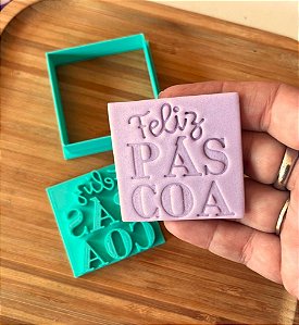 Cortador de Biscoito quadrado Feliz Páscoa