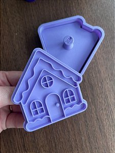 Cortador de biscoito com carimbo de natal casinha