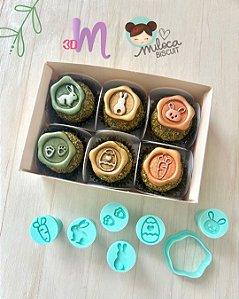 Kit de cortador com carimbo de selinhos de Páscoa