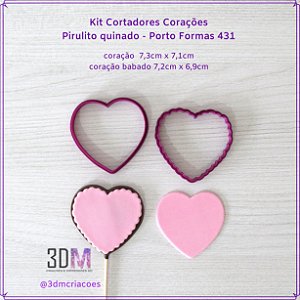 Kit Cortadores Coração - Pirulito quinado - Porto Formas 431