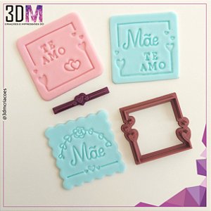 Kit carimbos moldura de corações