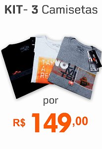 Kit 3 Camisetas.  ALGODÃO COM TOQUE PIMA