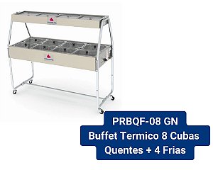 Carro Buffet Térmico 12 Cubas GN'S 8 Cubas Quentes + 4 Cubas Frias PRBQF-040 - Progas