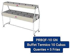 Carro Buffet Térmico 15 Cubas GN'S 10 Cubas Quentes + 5 Cubas Frias PRBQF-050 - Progas