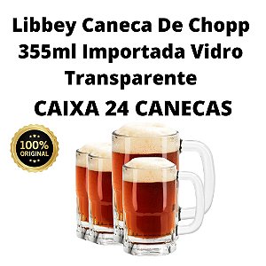 Kit 24 x Canecas De Chopp 355ml Cerveja Importada ORIGINAL México Libbey