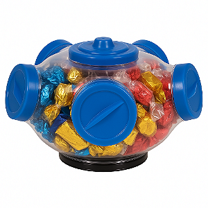 Baleiro Giratório 05 Potes para Doces e Balas Azul - Globo