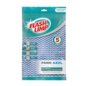 Pano Azul Multiuso 5 PÇ FLP4588 - Flash Limp