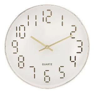 Relógio de Parede Quartz Branco com Detalhes Dourados 30,5x4 cm – Lyor
