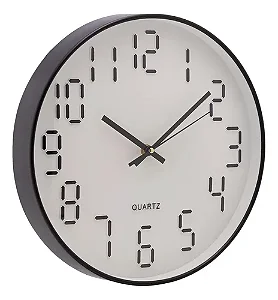 Relógio de Parede Quartz Branco com Detalhes Pretos 30,5x4 cm – Lyor