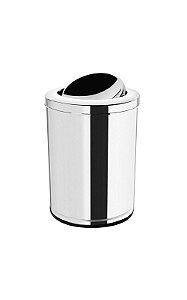 Cesto para Lixo com Tampa Basculante, Corpo em Aço Inox e Aro em ABS Cromado 15L 3590 - Viel