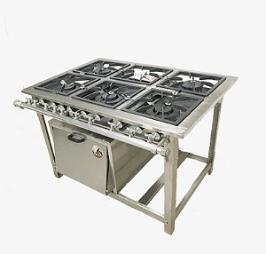 FOGÃO 30X30 6 BOCAS P 6,5 CM COM FORNO AÇO 304 - BRASCHAMA