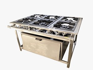 FOGÃO 6 BOCAS 30X30 P 6,5 CM COM FORNO GRANDE (DUAL CHEF) REFORÇADO 3QS 3QD BRASCHAMA