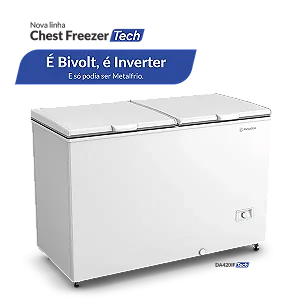 Freezer Horizontal Inverter Bivolt Branco R290 Dupla Ação 419 Lts DA420IFT - Metalfrio