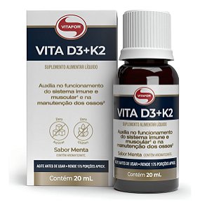 VITA D3 + K2 GOTAS FRASCO 20ML SABOR MENTA VITAFOR