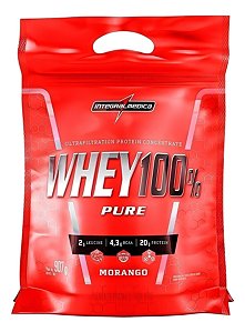 IM WHEY 100% PURE MORANGO 900G REFIL INTEGRALMEDICA