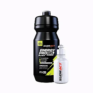 KIT ENERGY PRO GEL SQUEEZE BLACK 480G + SQUEEZE 100ML SABOR ABACAXI COM HORTELÃ SUDRACT NUTRITION