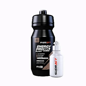 KIT ENERGY PRO GEL SQUEEZE BLACK 480G + SQUEEZE 100ML SABOR CAFÉ EXPRESSO SUDRACT NUTRITION