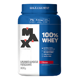 100% WHEY POTE 900G MORANGO MAX TITANIUM