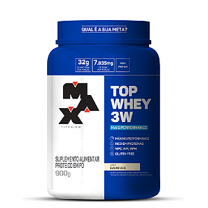 TOP WHEY 3W + PERFOR POTE 900 GR BAUNILHA MAX TITANIUM