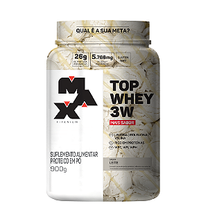 TOP WHEY 3W + SABOR POTE 900g LEITE MAX TITANIUM