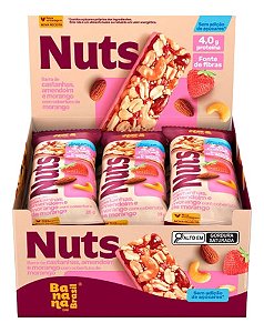 BARRA DE CASTANHAS NUTS C/ MORANGO DP 12UN BANANA BRASIL