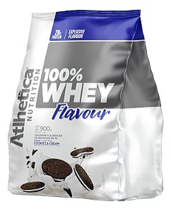 100% WHEY FLAVOUR PACOTE (900 G) COOKIES & CREAM ATLHETICA