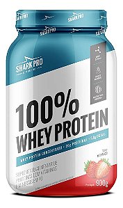 100% WHEY PROTEIN POTE 900G - MORANGO SHARK PRO
