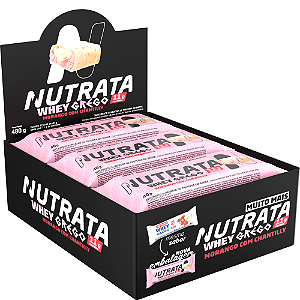 BARRA PROTEICA NUTRATA GREGO BAR MORANGO C/ CHANTILLY DISPLAY C/ 12 UN 40G