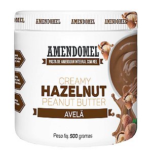 PASTA AMENDOIM CHOC BRANCO CACAU C/ AVELA POTE 500G AMENDOMEL