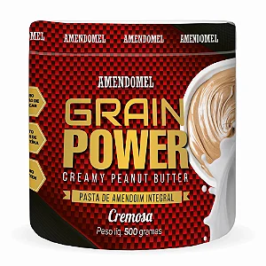 PASTA DE AMENDOIM INTEGRAL CREMOSA 500G GRAIN POWER AMENDOMEL