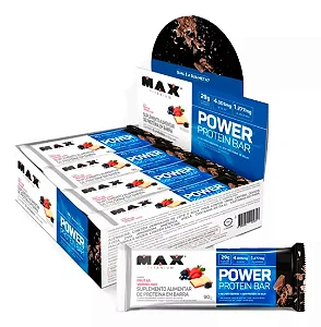 POWER PROTEIN BAR FRUTAS VERMELHAS 8UN DE 90G MAX TITANIUM