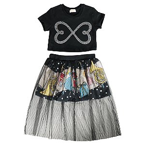 conjunto de saia e cropped infantil