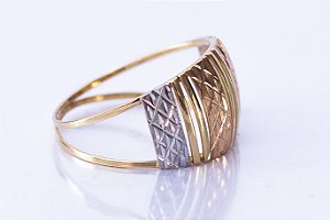 Anel Ouro Amarelo 2 Aros Fantasia 3 cores