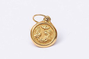 Pingente Medalha Batismo Trabalhado 0,6g