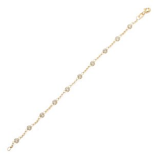 Pulseira Infantil de Pedras Zircônias Brancas 0,9g 13cm